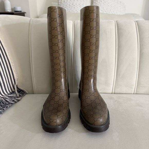 Gucci Size 40 Edimburg Rubber Rain Boots - Picture 1 of 11